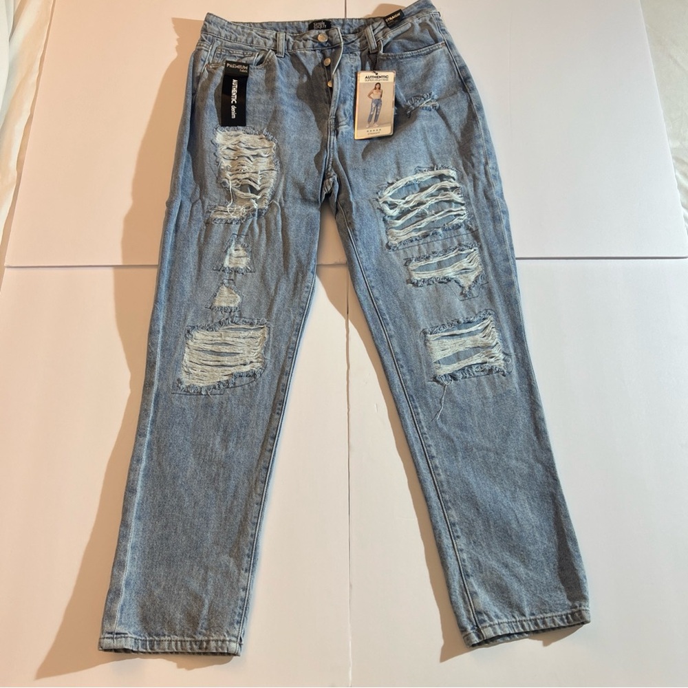 High Rise Blue Distressed Jeans - Picture 2 of 15